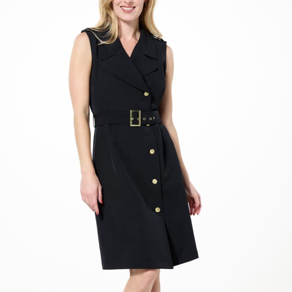 G by Giuliana Black Label Belted Trench Dress/Vest 3X